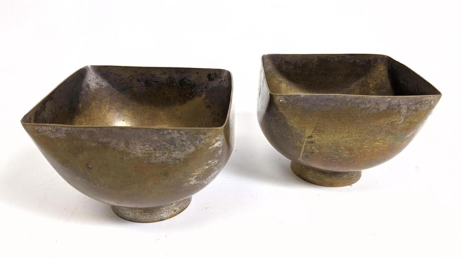 Pair WARD BENNETT Design Brass Bowl.: Pair WARD BENNETT Design Brass Bowl. -- Dimensions: H: 3 inches: W: 4.5 inches: D: 4.5 inches ---