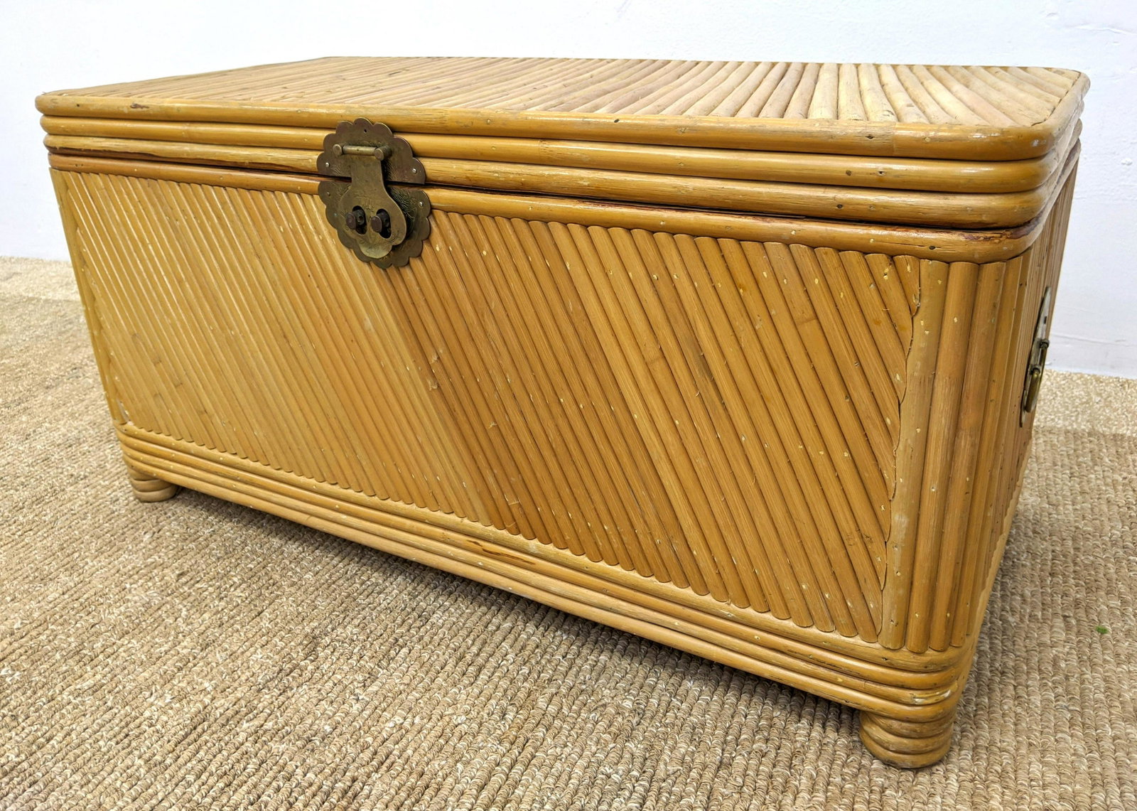 Miami Modern Rattan Wicker Truck.: Miami Modern Rattan Wicker Truck. -- Dimensions: H: 16 inches: W: 32 inches: D: 16 inches ---
