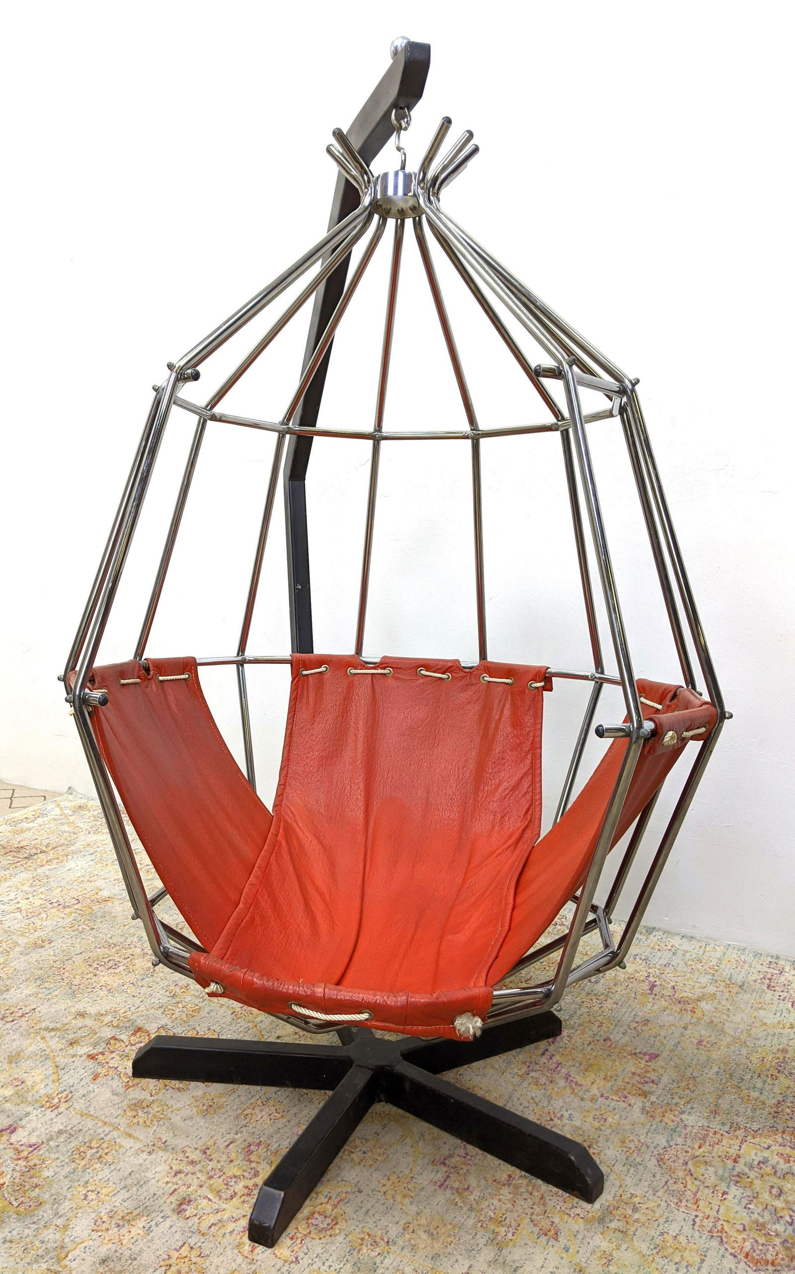 Mid Century Modern Bird Cage Swinging Chair on Stand. (1 of 11)