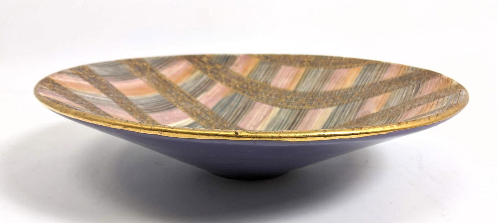 Bitossi Seta Italy Charger Low Bowl.: Bitossi Seta Italy Charger Low Bowl. Crossed hatch Design.-- Dimensions: H: 3 inches: W: 12 inches: D: 12 inches ---