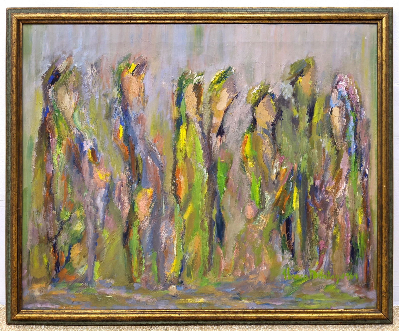 Signed HERMAN MONTAG Abstract Figural Painting. Gathere (1 of 10)