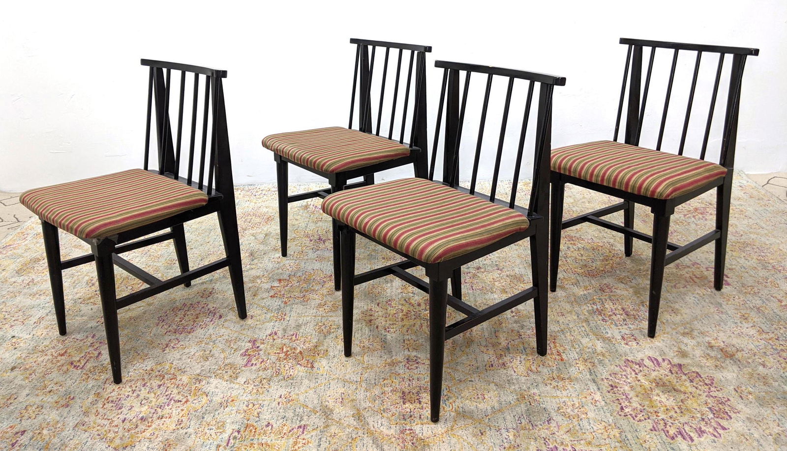 Set 4 Ebonized American Modern Dining chairs. Spindle b (1 of 15)