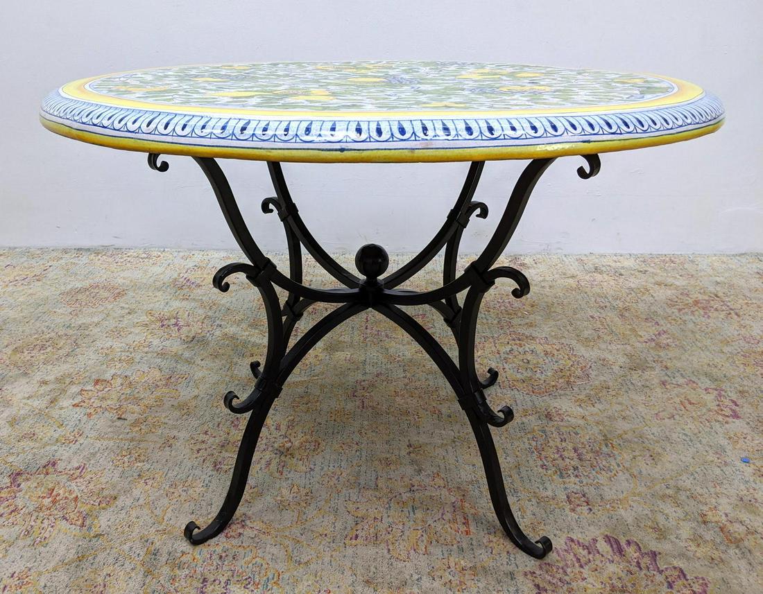 Decorative Iron and Pottery Dining Patio Table. Colorfu (1 of 6)