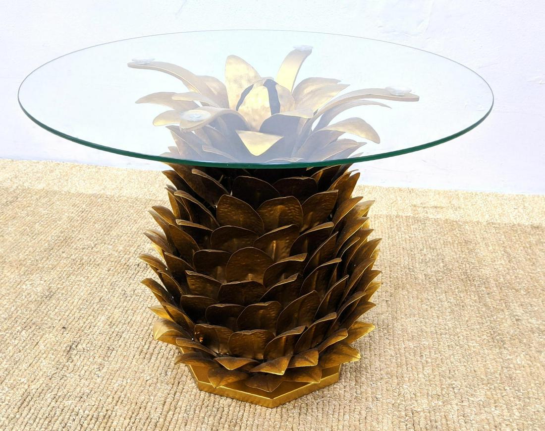 Contemporary Gilt Metal Pineapple Form Side Table.Glas (1 of 12)