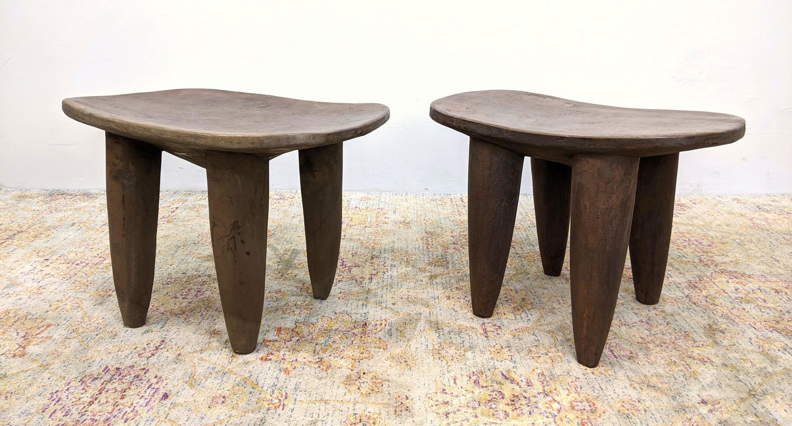 2pc West African Senufo Primitive Wood Stools Tables. (1 of 10)