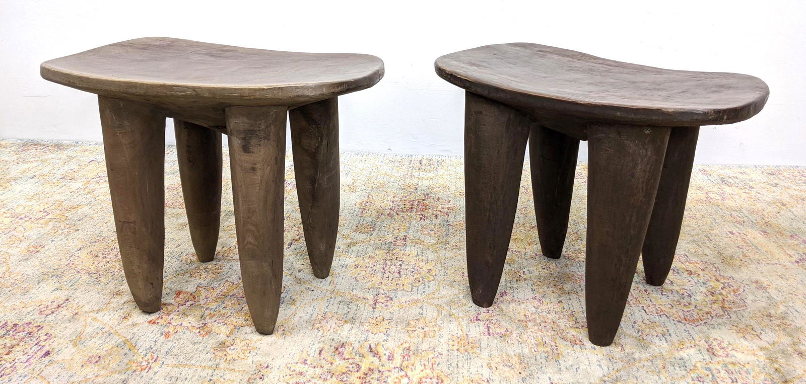 2pc West African Senufo Primitive Wood Stools Tables. (1 of 12)