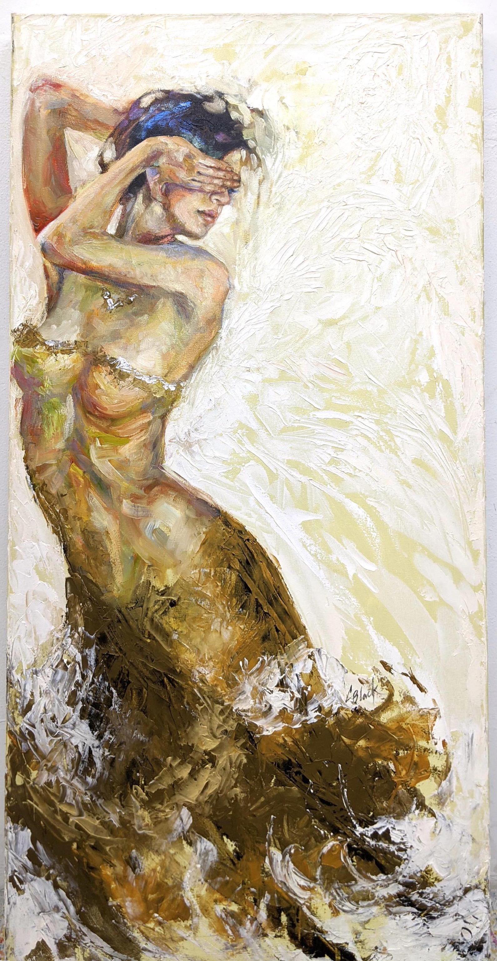 Large signed Colleen Black painting of female dancer. S (1 of 11)