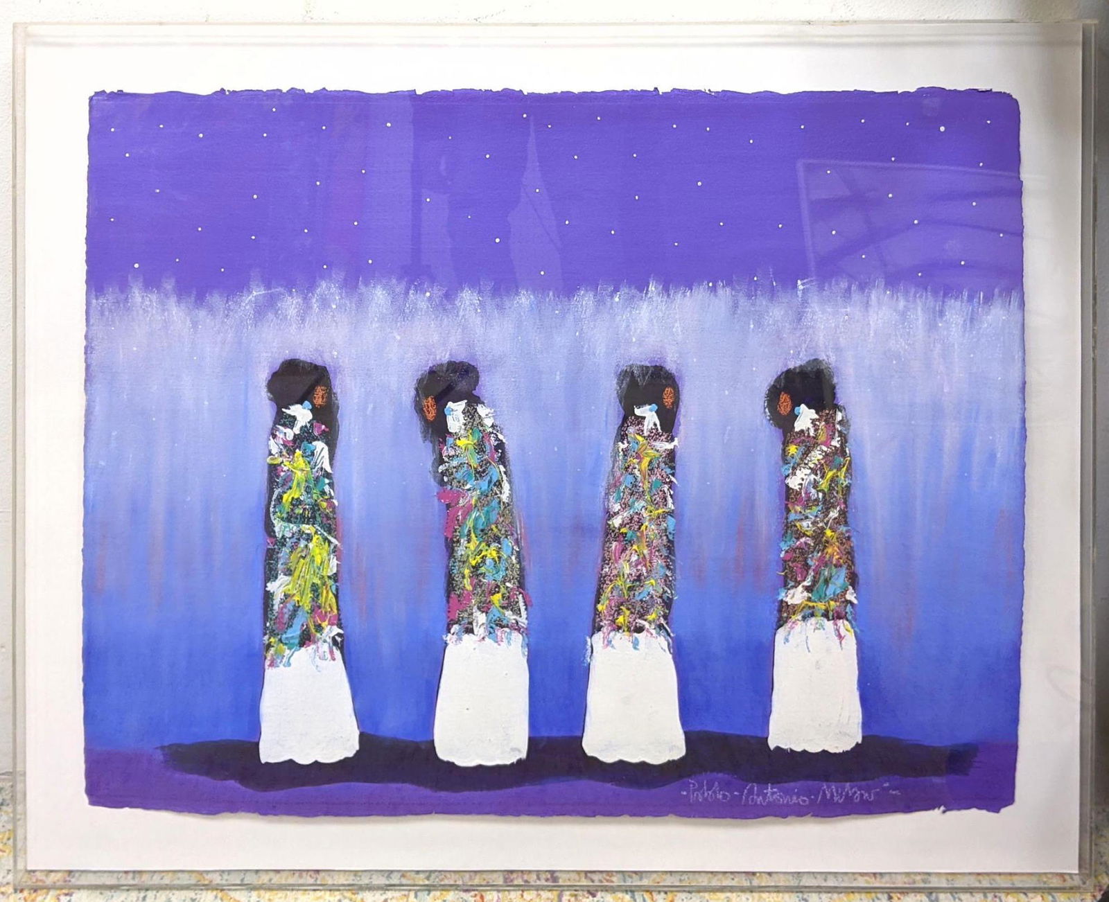 PABLO ANTONIO MILAN Painting of four female figures.  S (1 of 8)