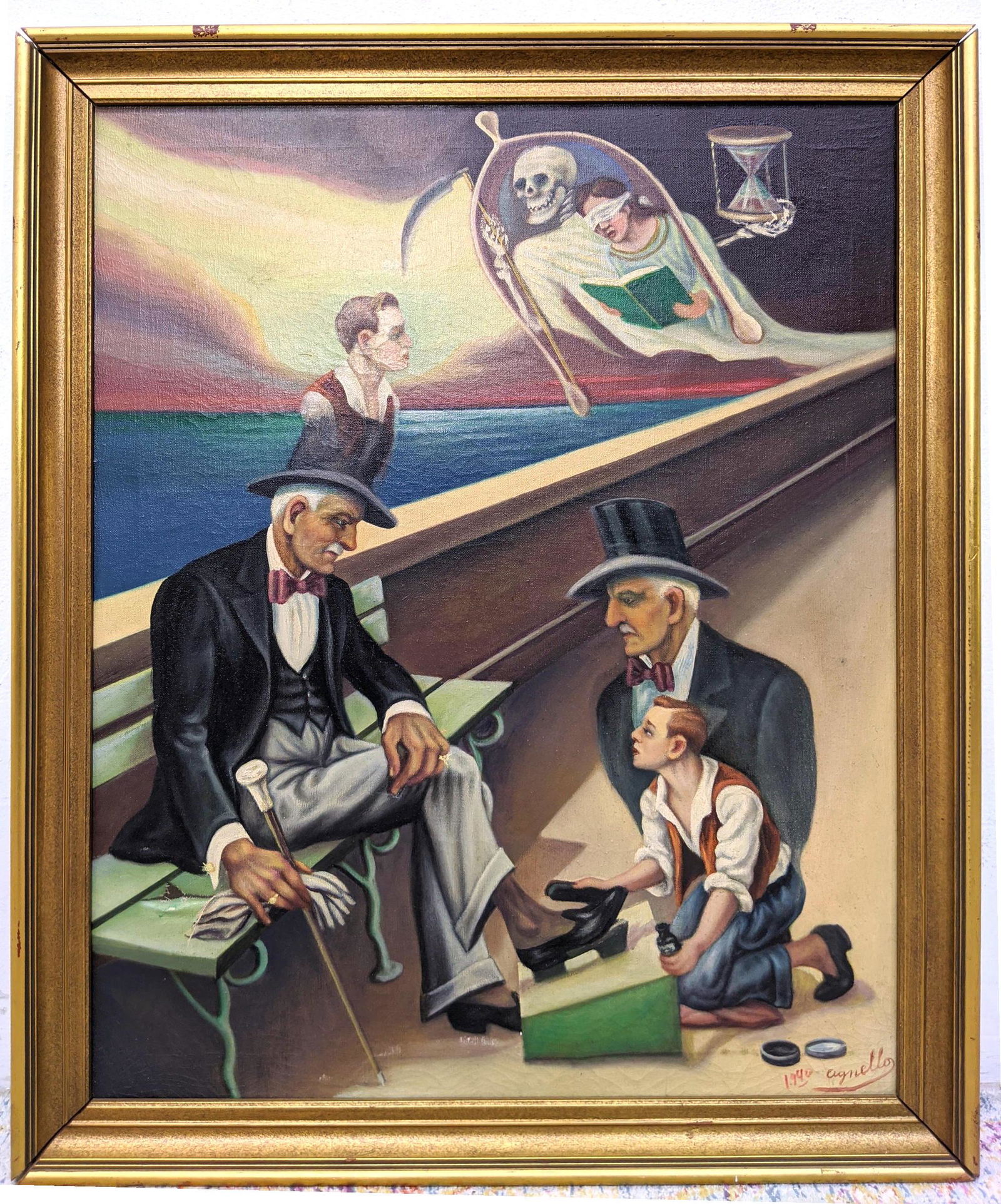 JOHN AGNELLO Surreal painting of shoeshine boy and drea (1 of 10)