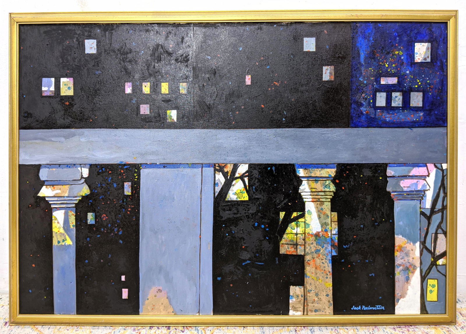 Signed Jack Perlmutter modernist architectural painting (1 of 9)
