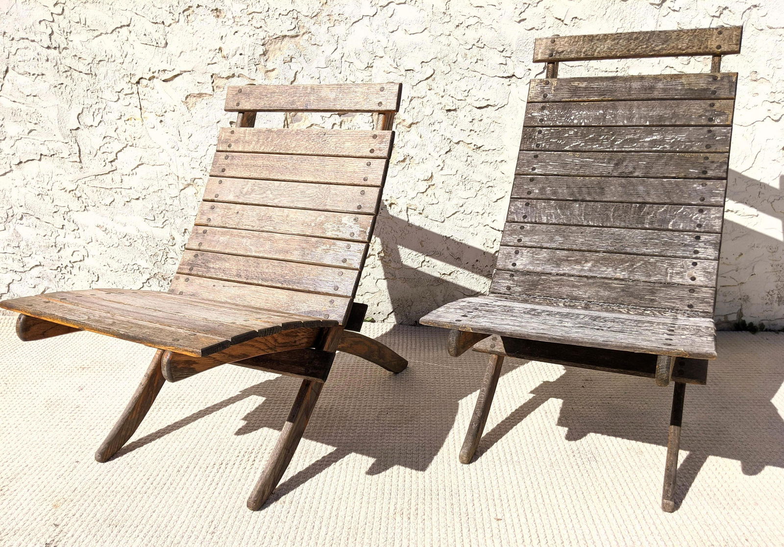 2pcs Collapsable Deck Chairs. Slatted design. (1 of 9)