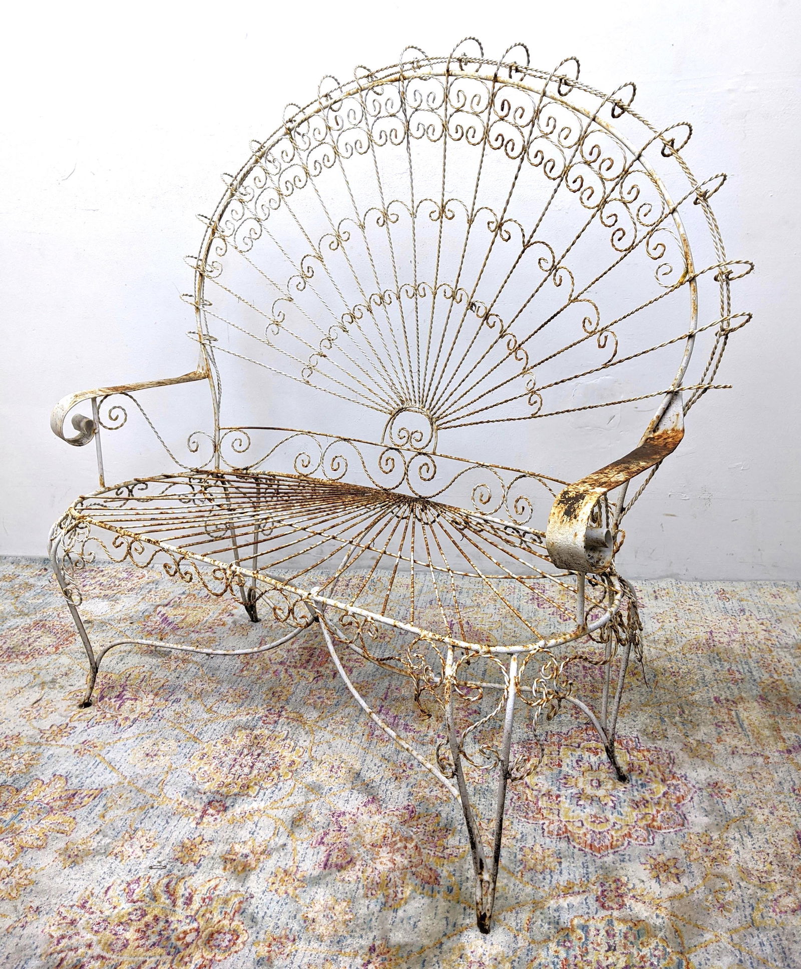 Peacock style twisted iron outdoor garden bench. Fancy (1 of 13)