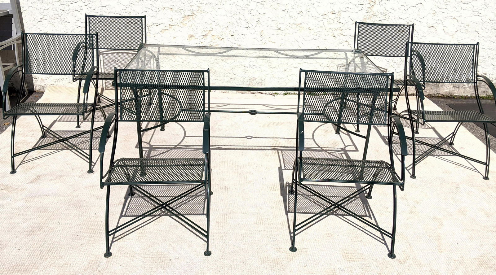 7 pc Iron Outdoor Patio Set.  Table and 6 Chairs.  Salt (1 of 7)