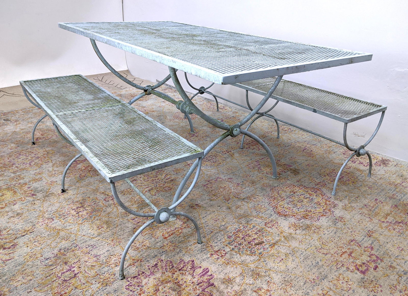 3 pc Wrought Iron Outdoor Patio Set. 2 benches and Dini (1 of 14)