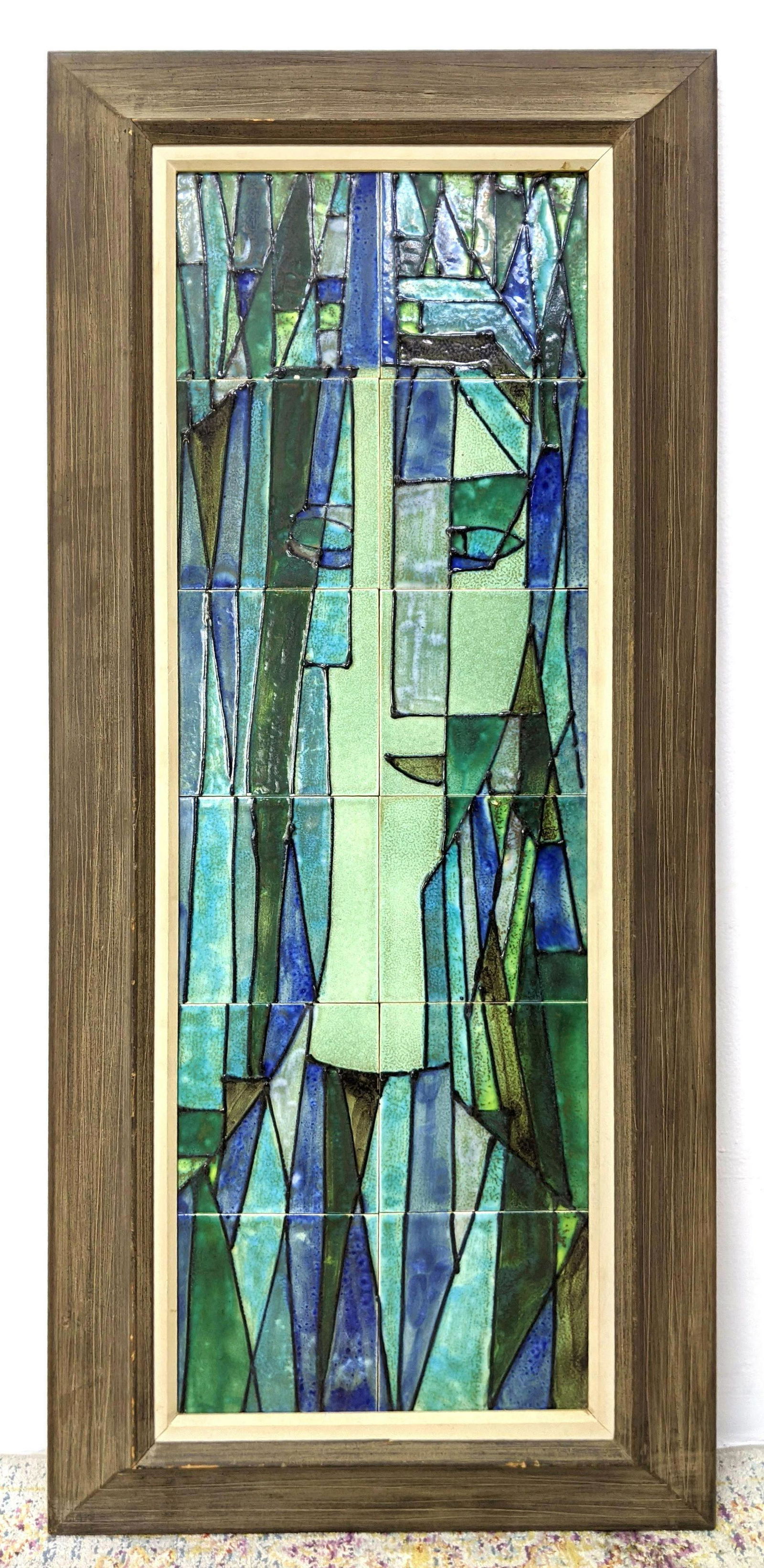 HARRIS STRONG Hand Painted Ceramic Tiles. Framed. Portr (1 of 11)