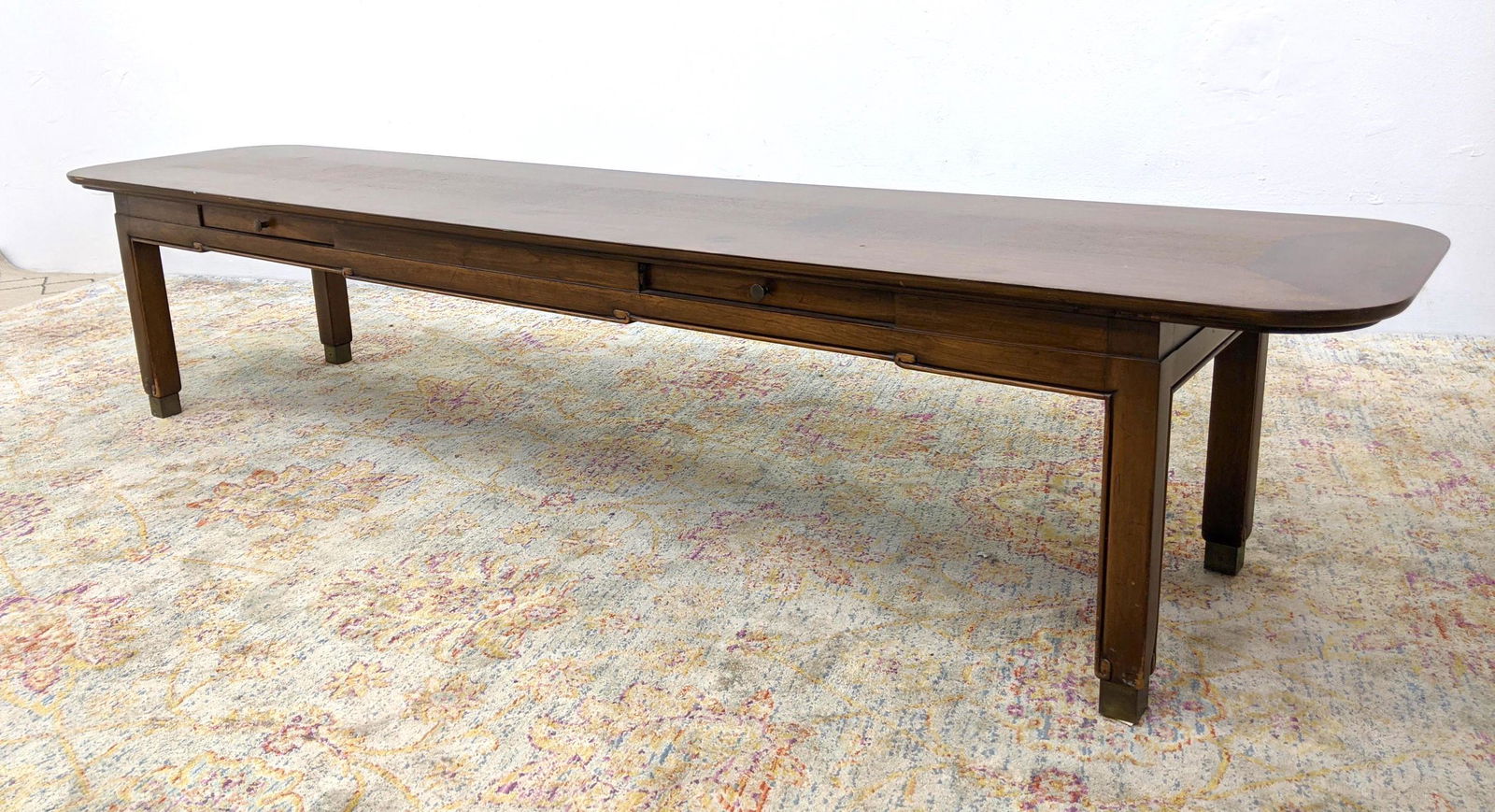 American Modern Walnut Coffee Cocktail Table. Long top (1 of 20)