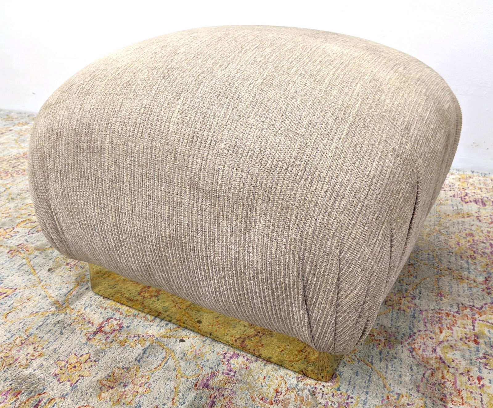 KAGAN Style Pouf Ottoman Stool. Fabric Upholstered Stoo (1 of 6)