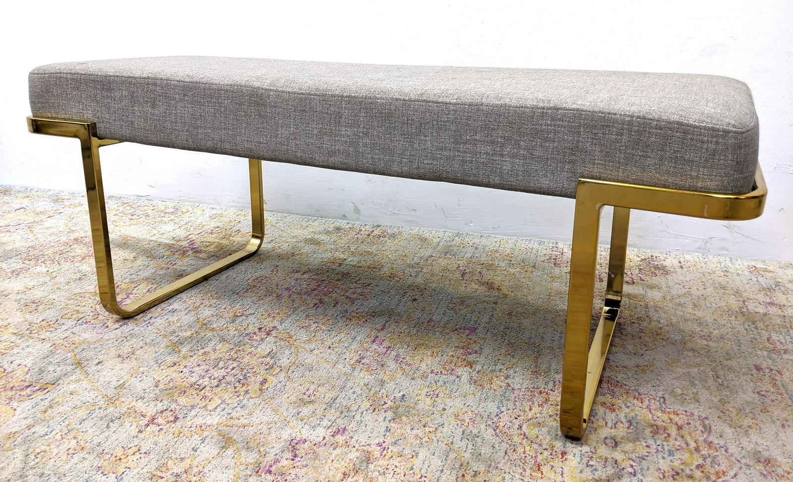 TRI-MARK Style Tulip Bench.  Upholstered top with Gold (1 of 10)