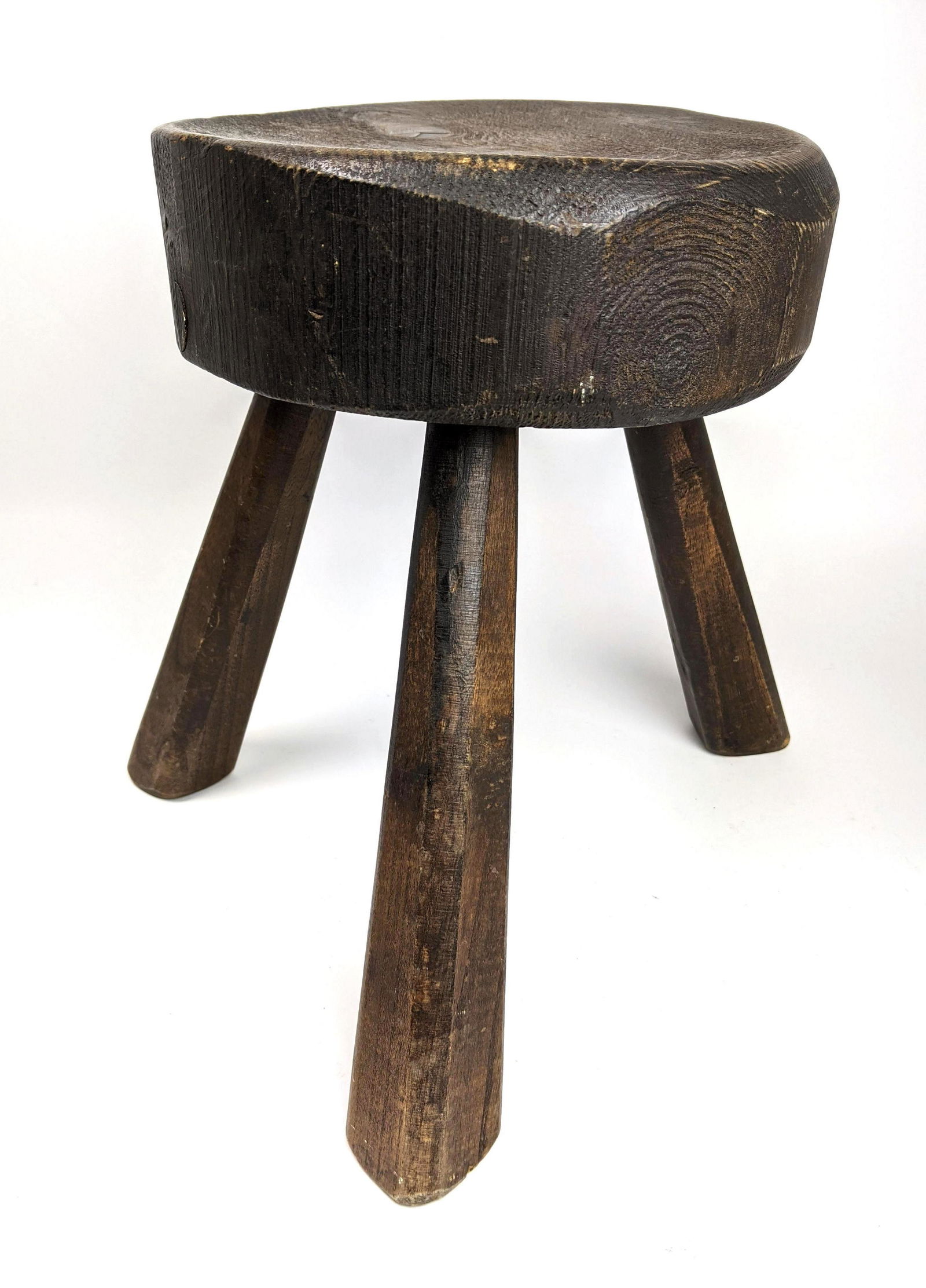 Tiny Rustic style 3 Leg Stool. Rustic carved. (1 of 12)