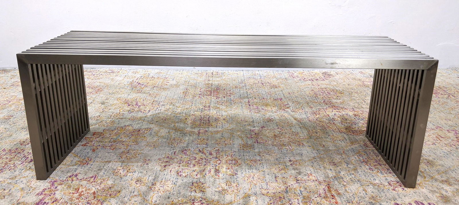 DIA Style Chrome Slat Bench.  Unmarked. Acrylic Lucite (1 of 14)