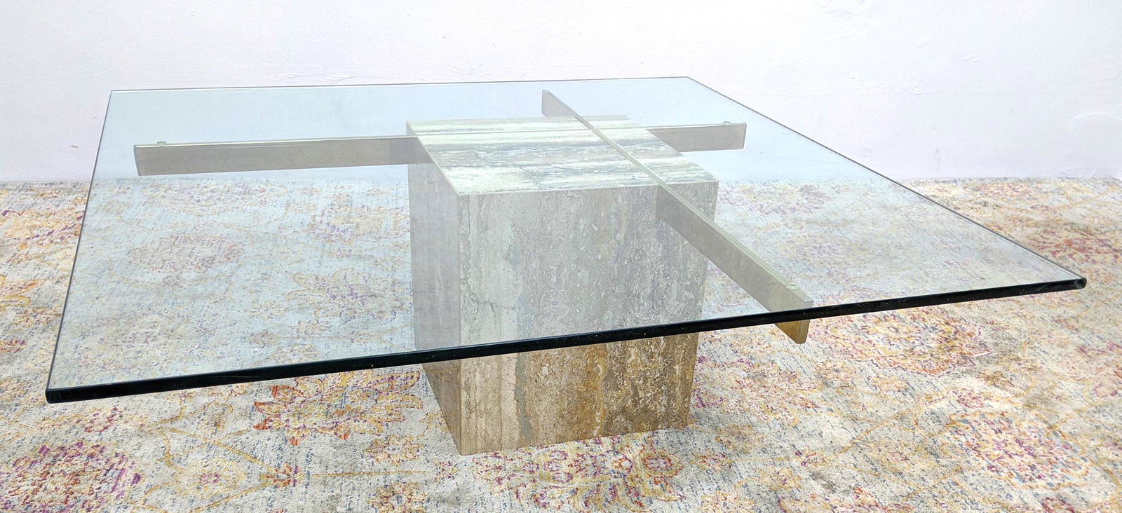 Artedi - Travertine & Glass Coffee Cocktail Table (1 of 12)
