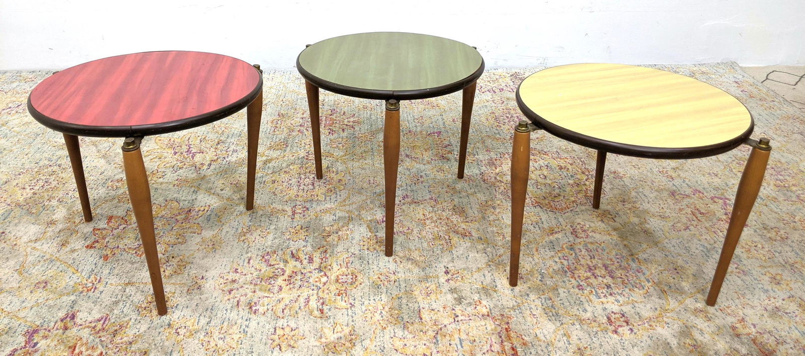 3pc set Stacking Tables with Tapered Wood Legs. Three c (1 of 13)