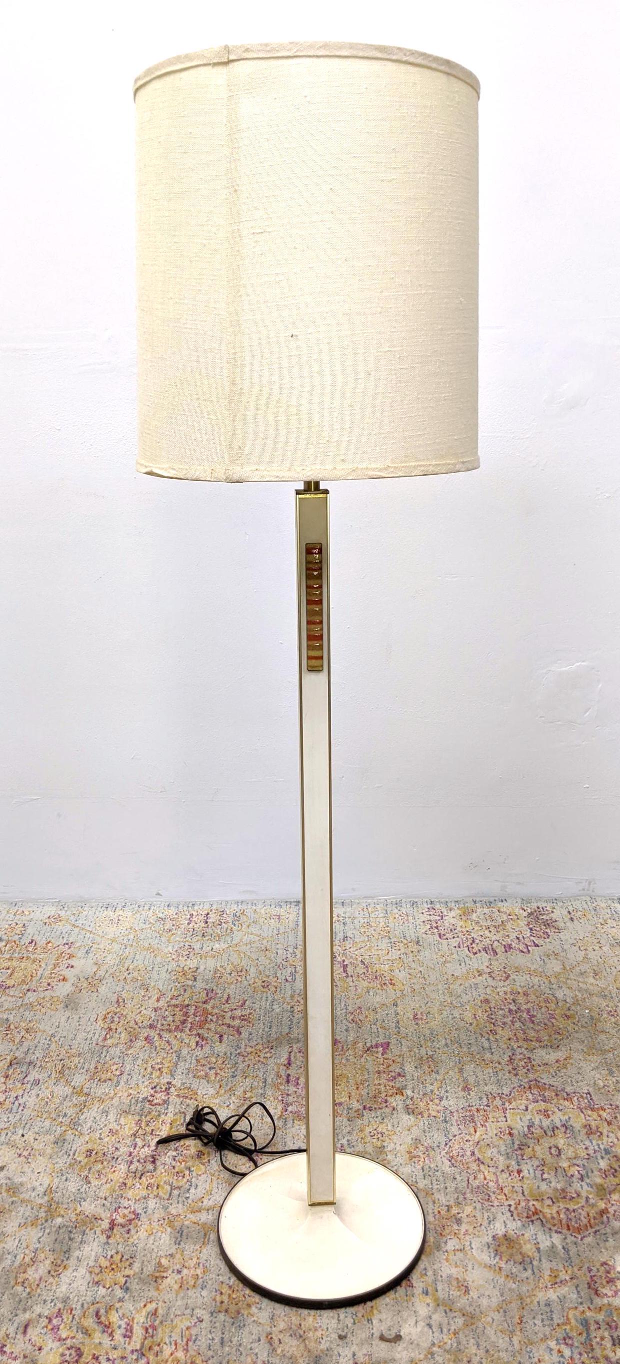 Mid Century Modern Floor Lamp with Decorative Tile Pane (1 of 13)