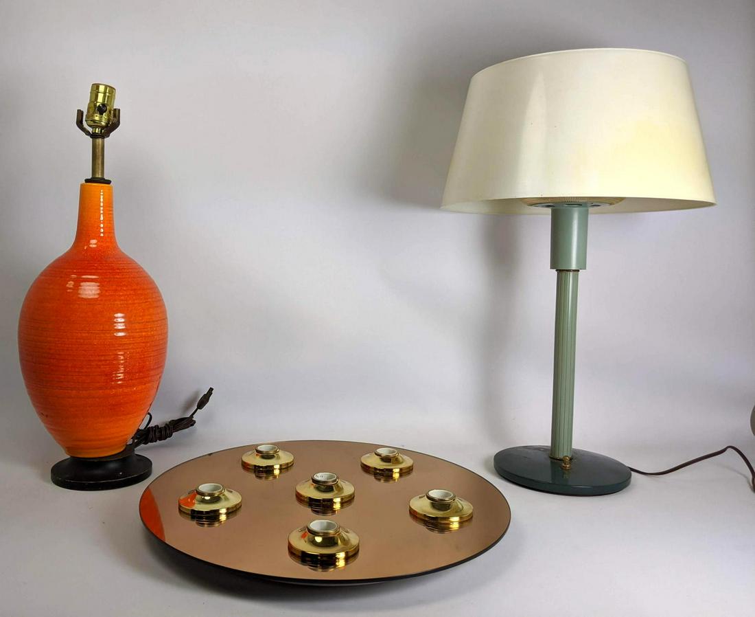 3pc Lot.  2 Mid Century Modern Lamps, and ceiling light (1 of 12)