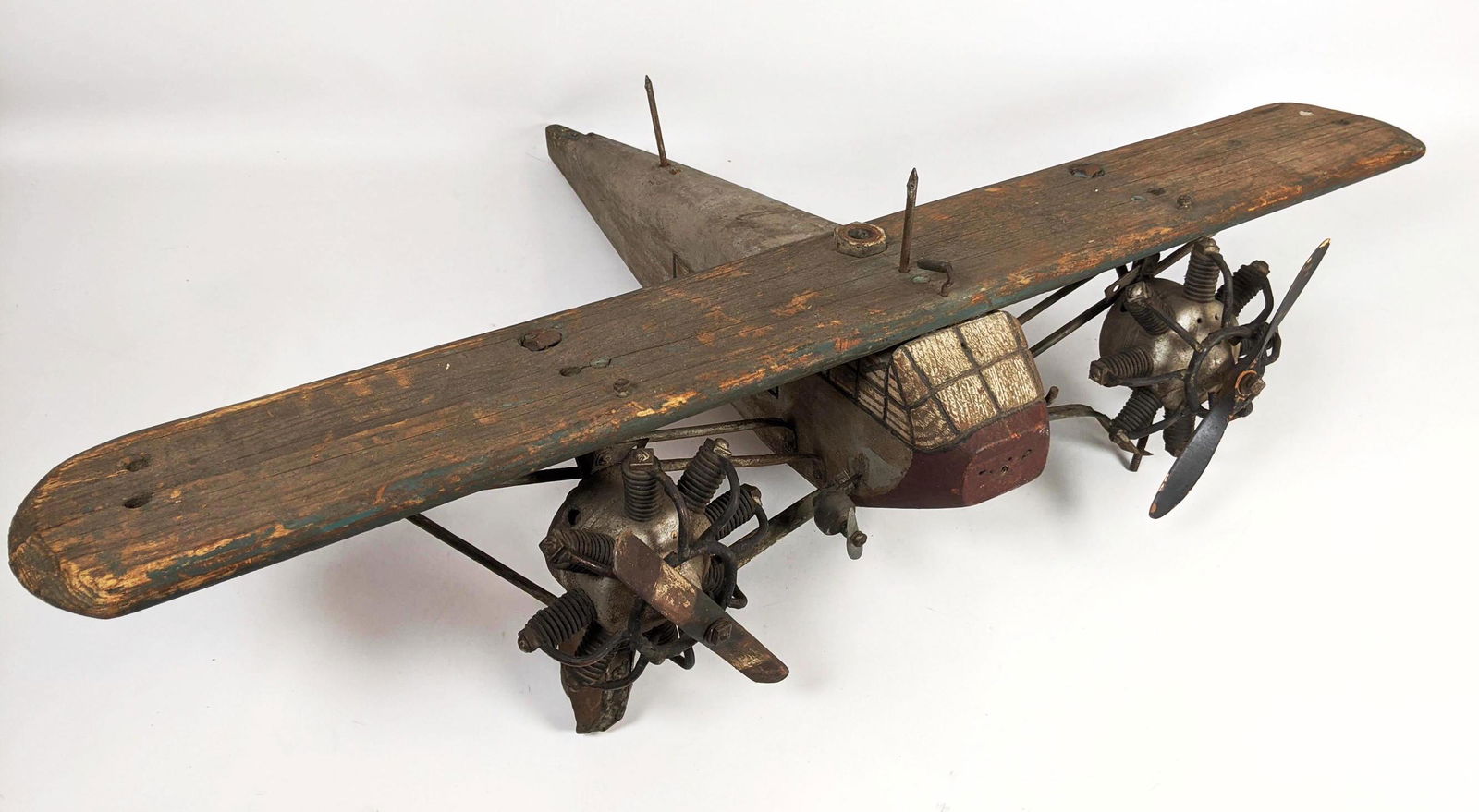 Folk Art Airplane Model.  Wood and metal. (1 of 12)