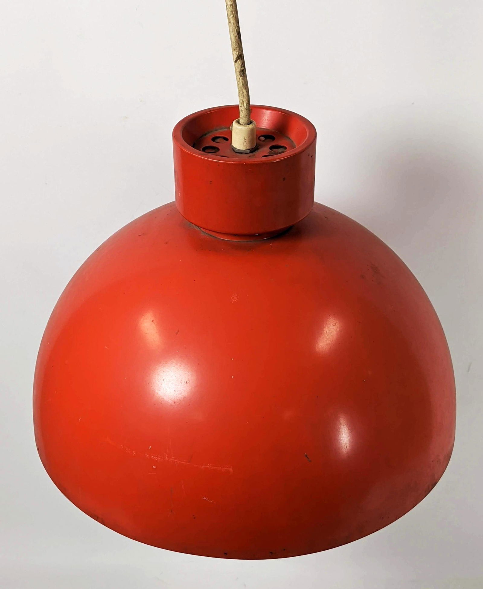 Modernist Red Dome Hanging Pendant Light. (1 of 9)