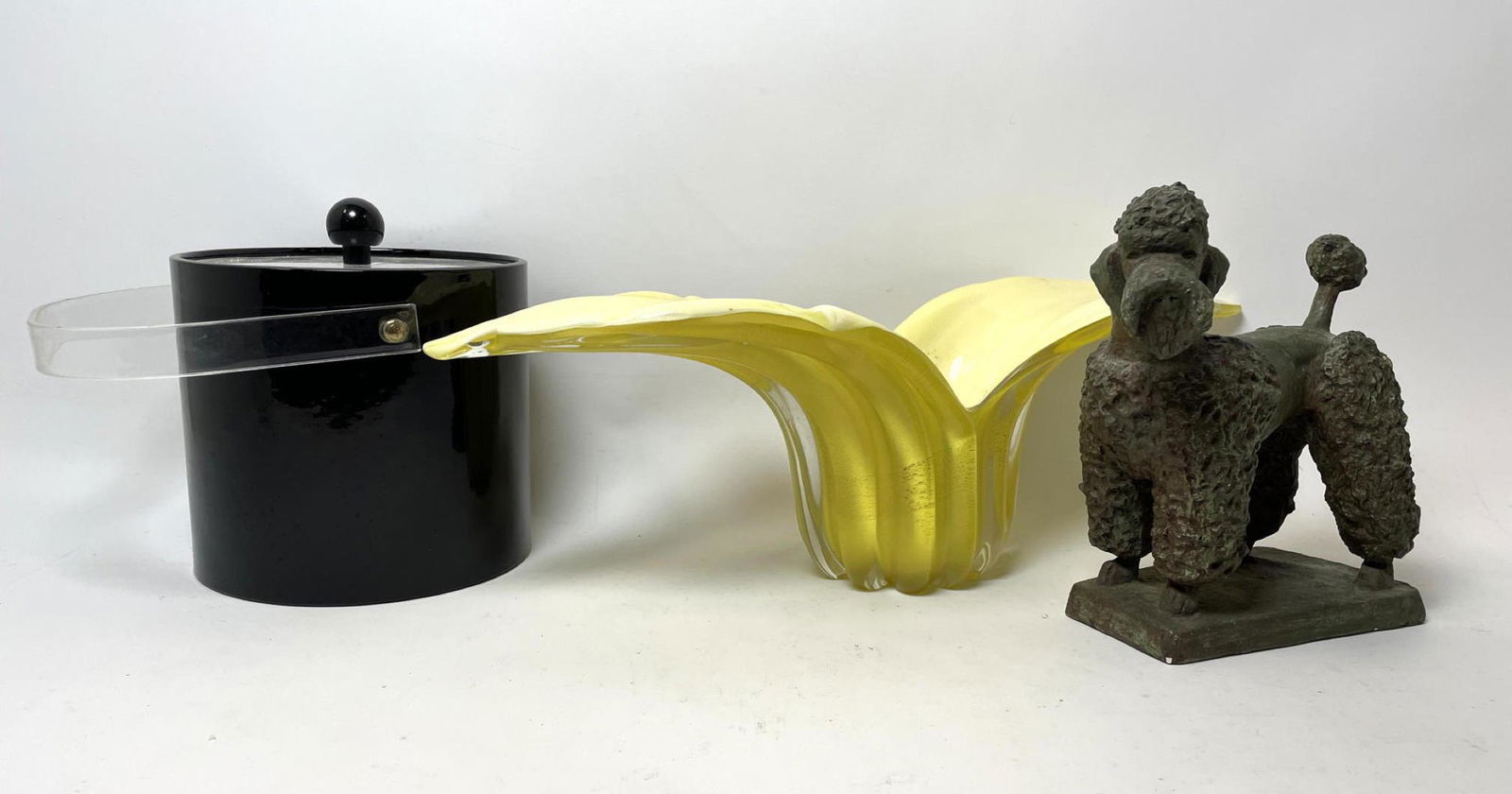 3pc Group Lot.  Ice Bucket, Flared glass bowl, Bronze f (1 of 11)