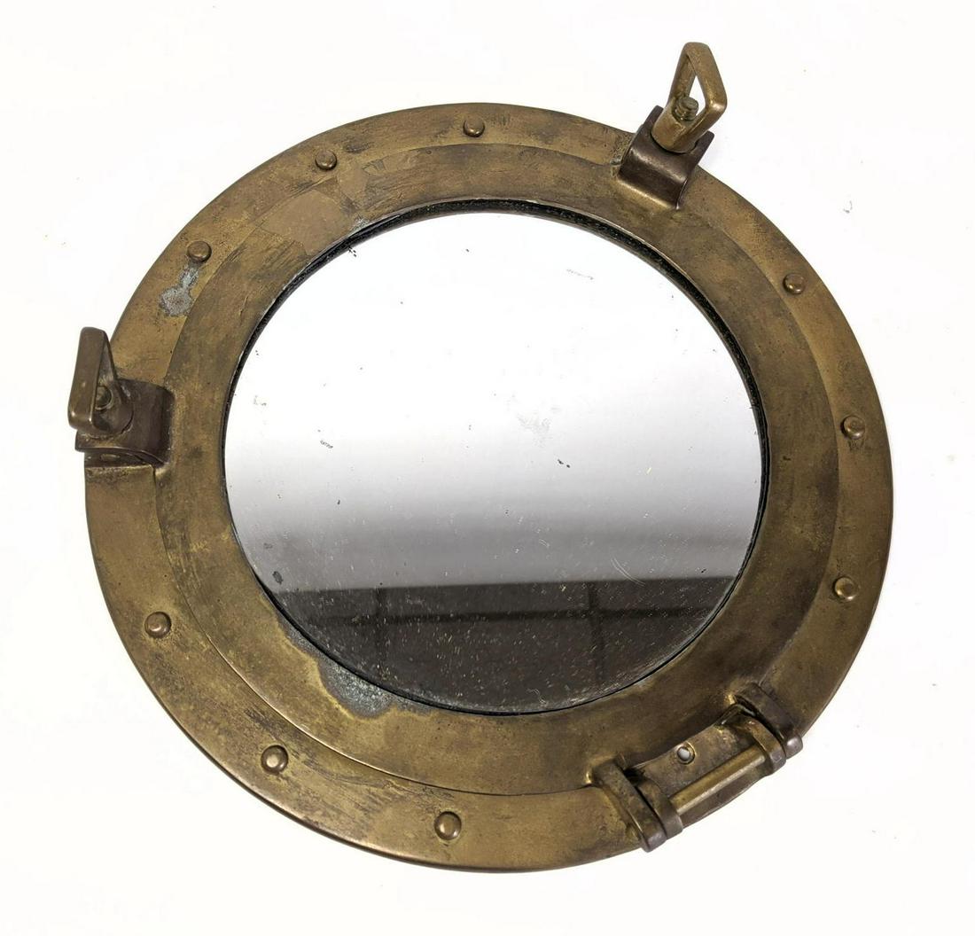 Contemporary Brass Port Hole Mirror. (1 of 6)