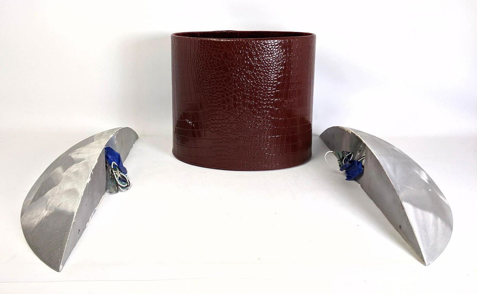 Group Lot.  Pair RON REZEK Metal Wall Sconces and Waste (1 of 10)