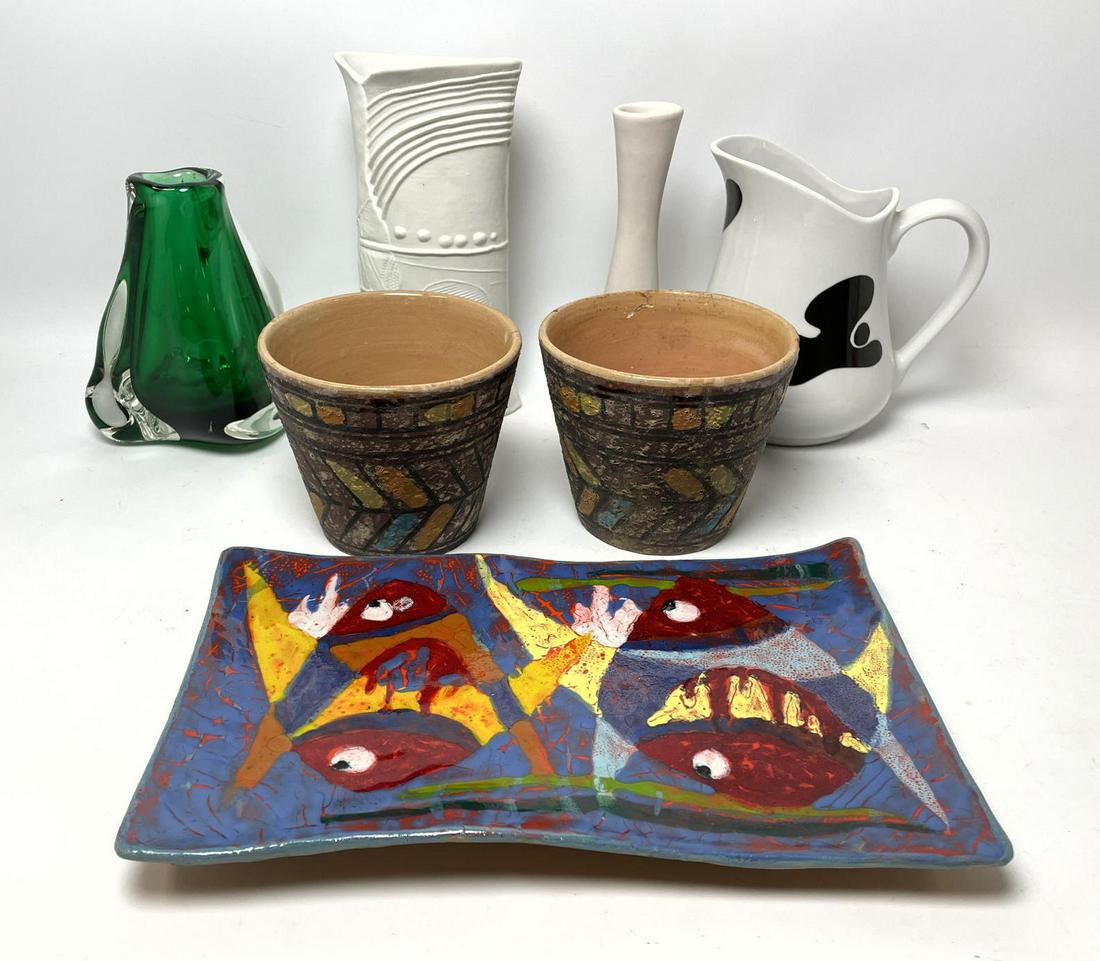 7pc Pottery Lot. Bonallorso tray, Italian pottery, Van (1 of 19)