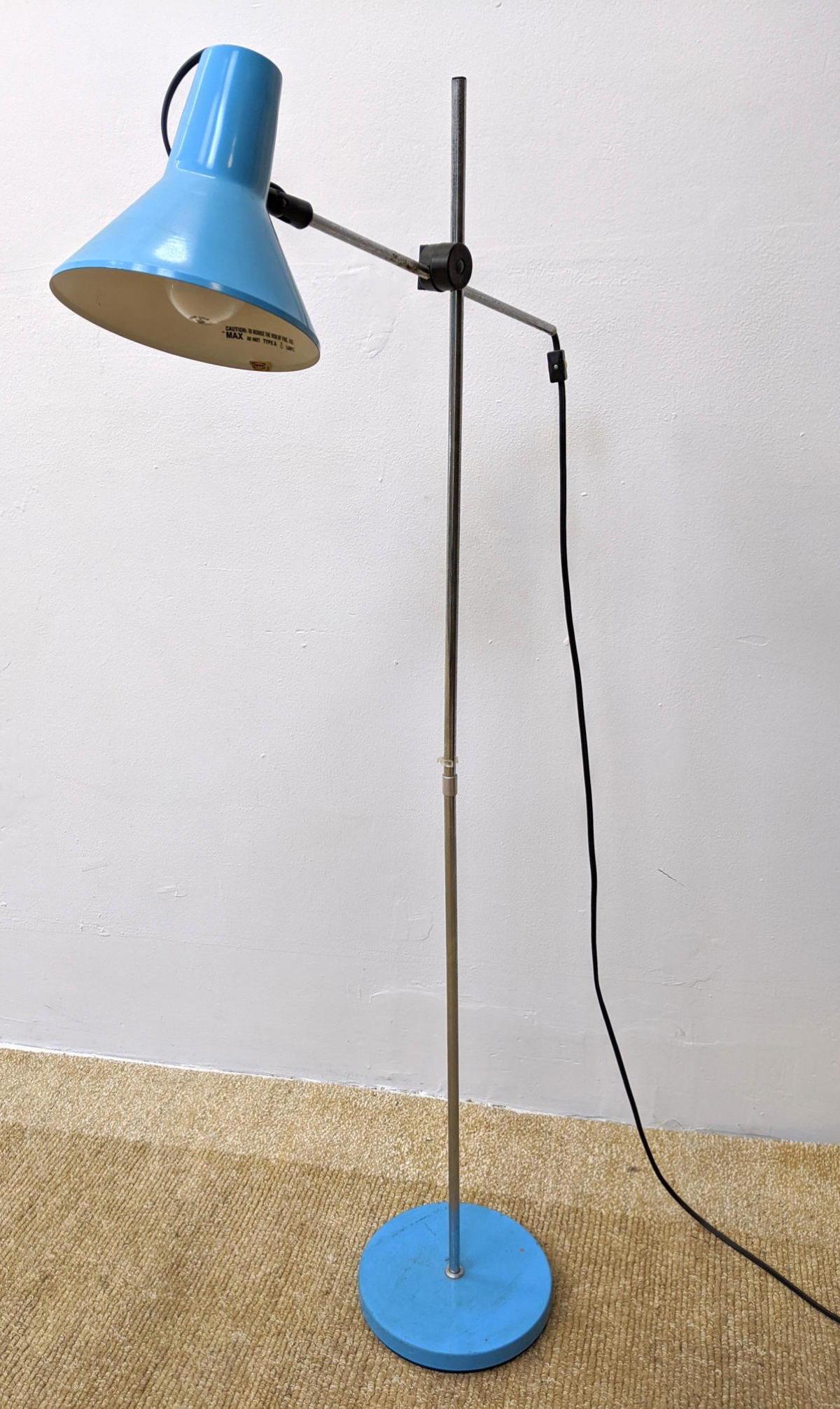 Light Blue Enamel Modernist Floor Lamp. Adjustable arm (1 of 10)