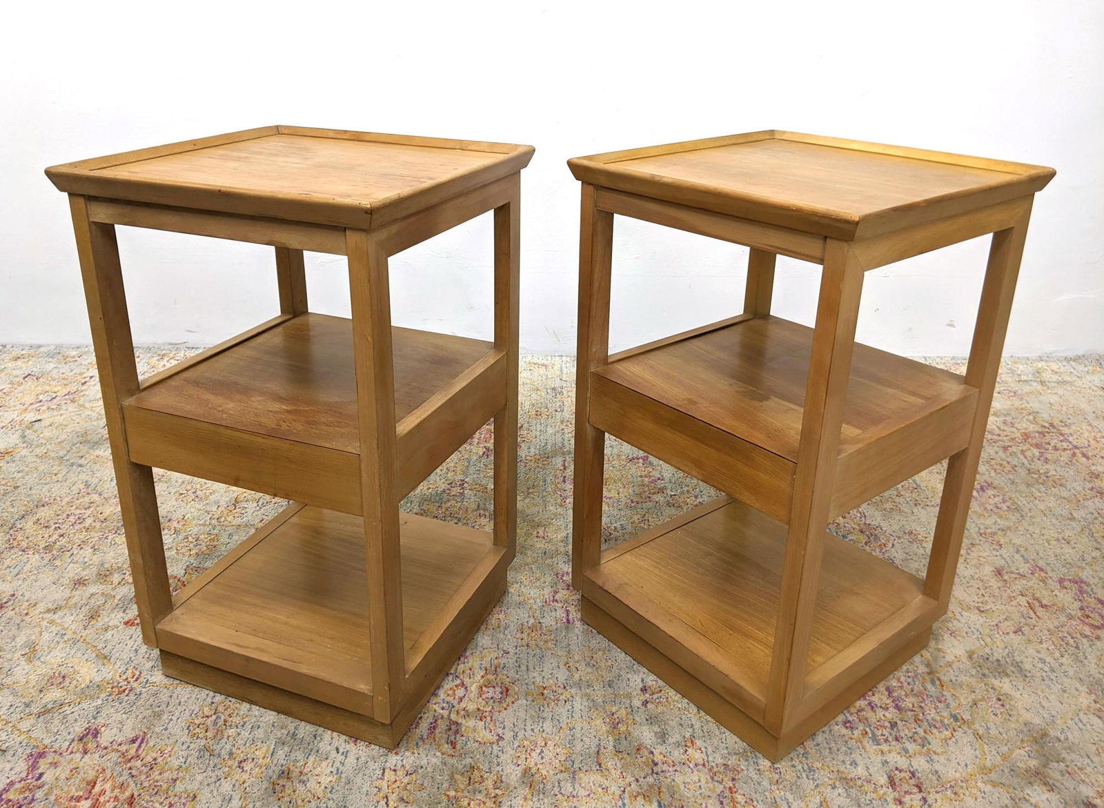 Pr DREXEL EDWARD WORMLEY Side End Tables. Open Frame On (1 of 16)
