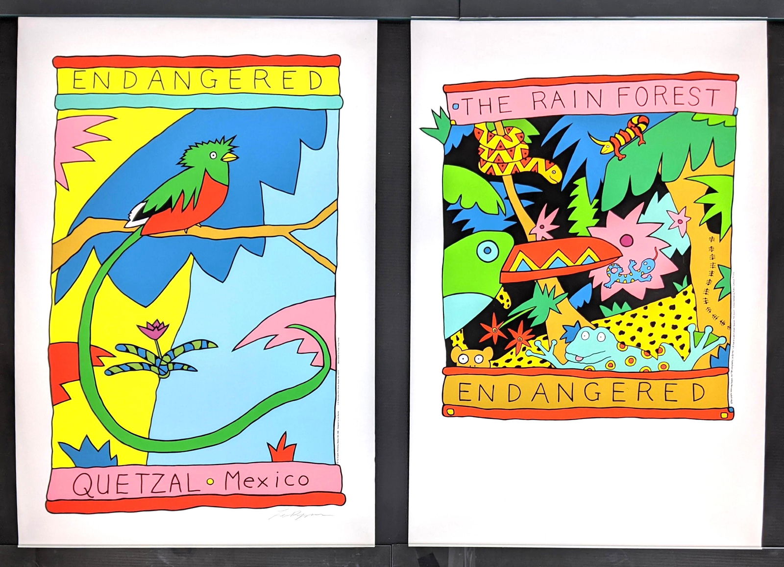 2pcs LEO BYRNES Poster Prints.  endangered and Rain For (1 of 13)