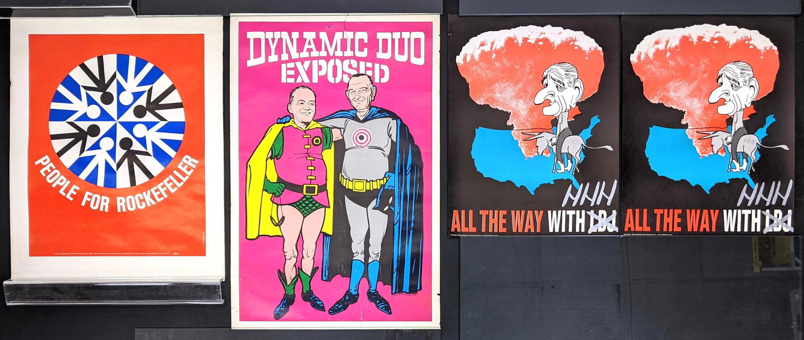 4pcs Vintage Political Posters Prints. People for Rock: 4pcs Vintage Political Posters Prints. People for Rockefeller, LBJ, etc.-- Dimensions: H: 34.5 inches: W: 22.5 inches ---
