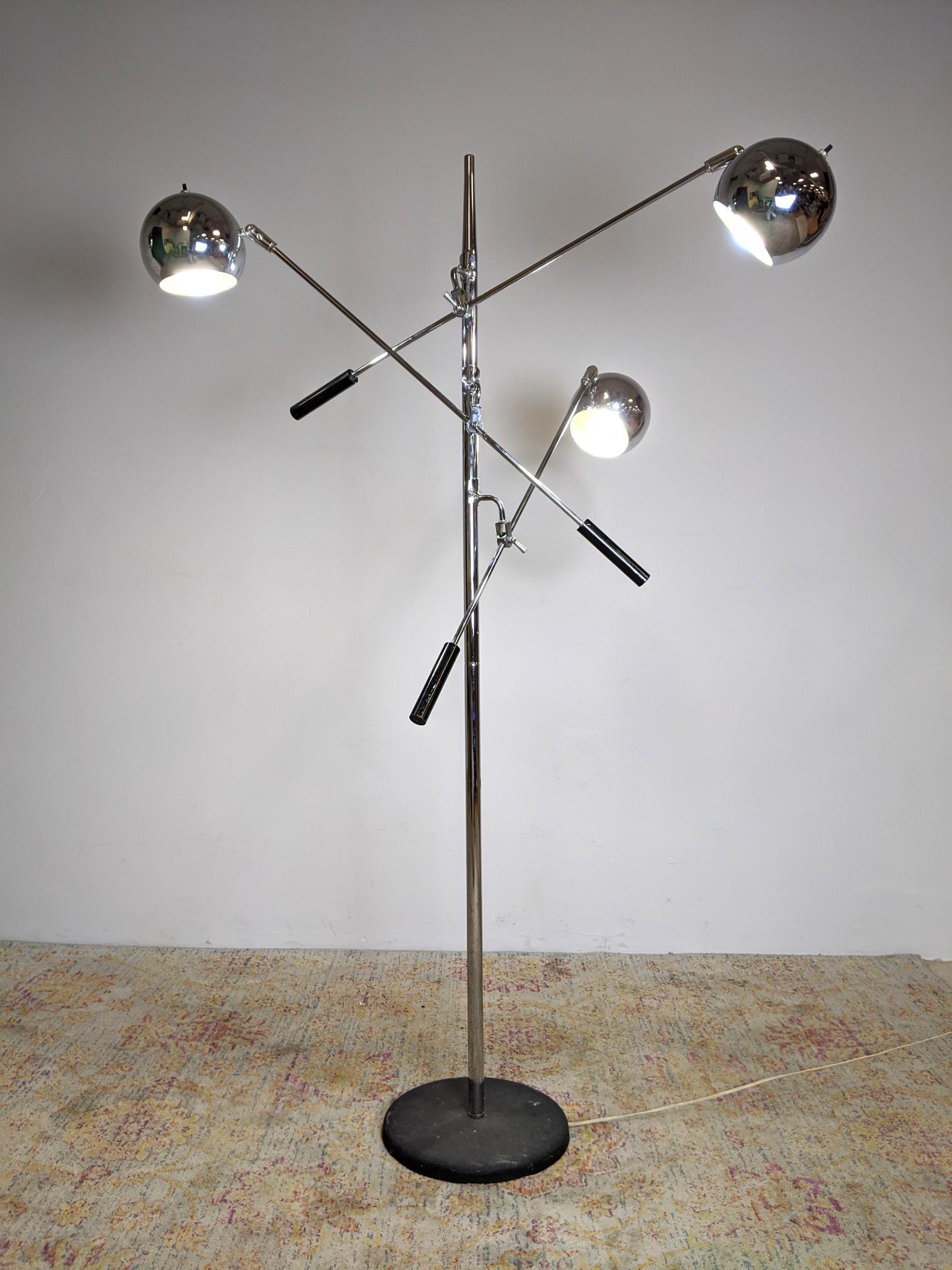 Modernist Floor Lamp. Chrome stem with three adjustable (1 of 17)