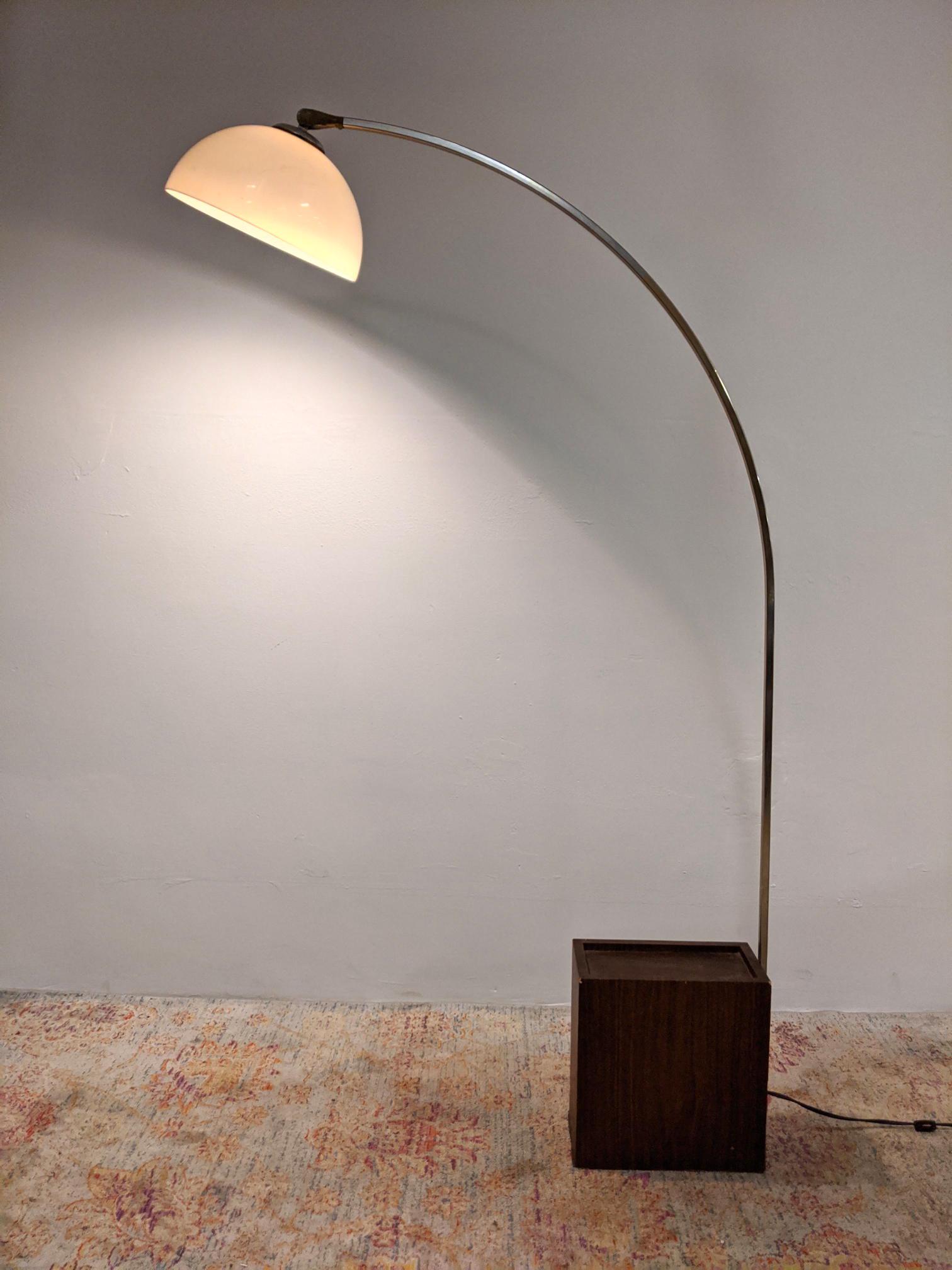 Arco style Floor Lamp. Wood Base with arched metal arm (1 of 18)