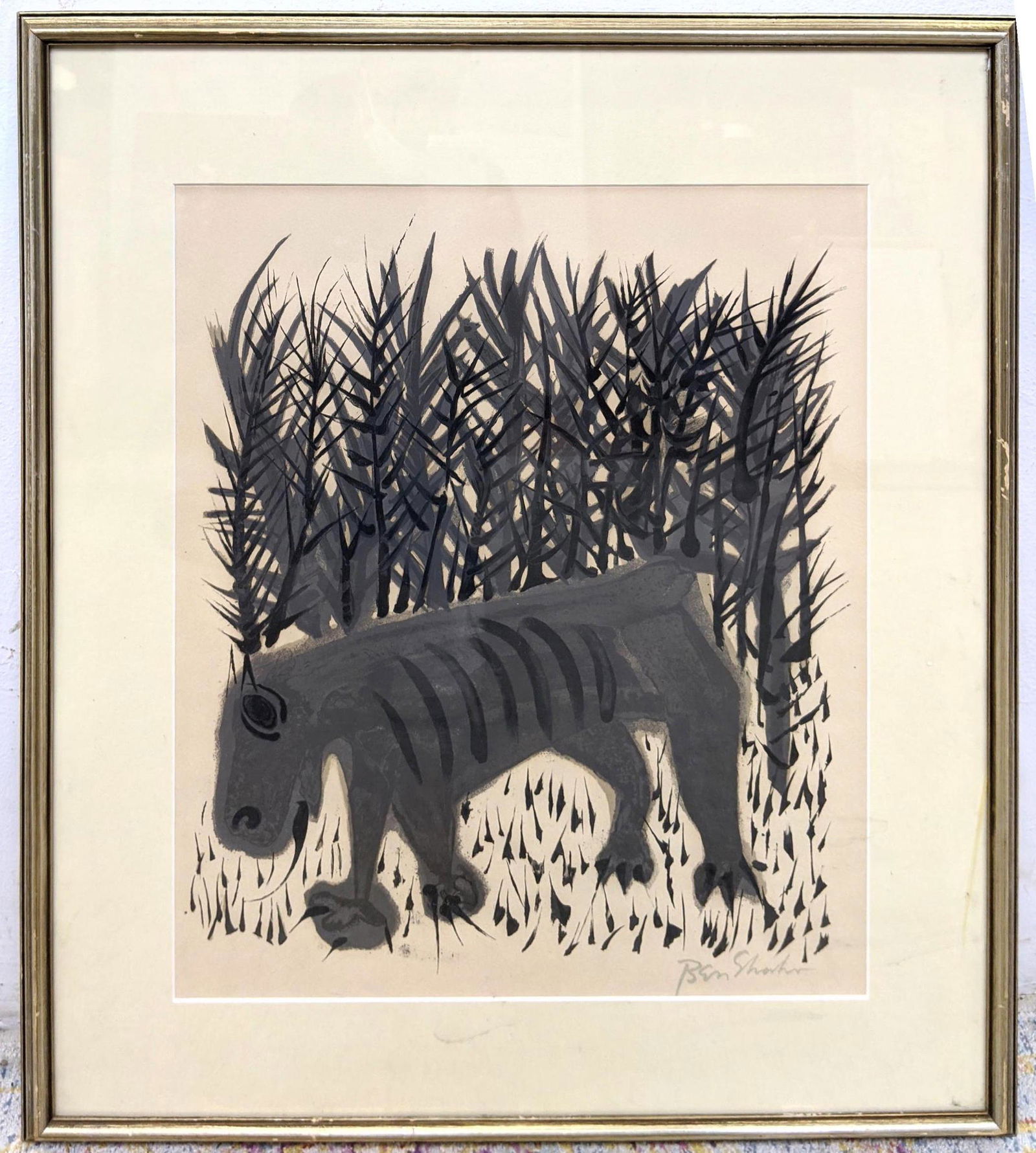 Ben Shahn modernist tiger Lithograph Print. "One must K (1 of 9)