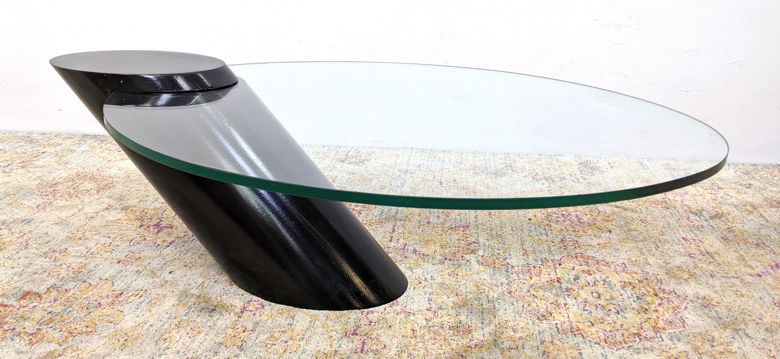 Italian style Glass and Black Pedestal Cocktail Table. (1 of 15)