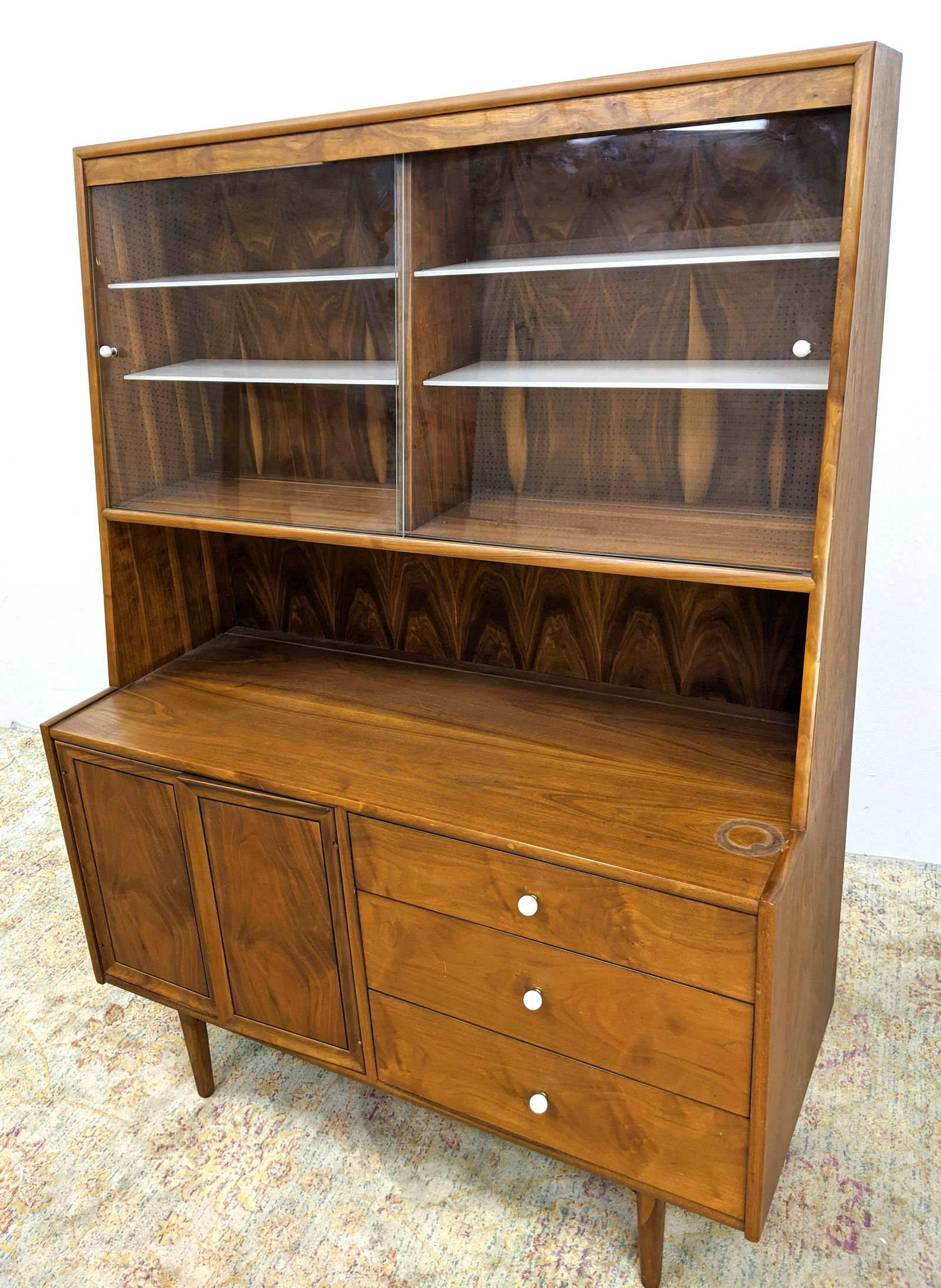 DREXEL Precedent American Modern Walnut Credenza Hutch, (1 of 16)