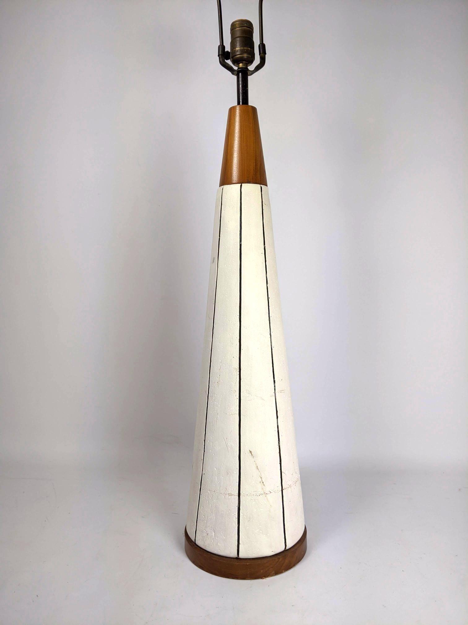 1958 Mid Century Modern  Table Lamp. Plaster with wood (1 of 13)