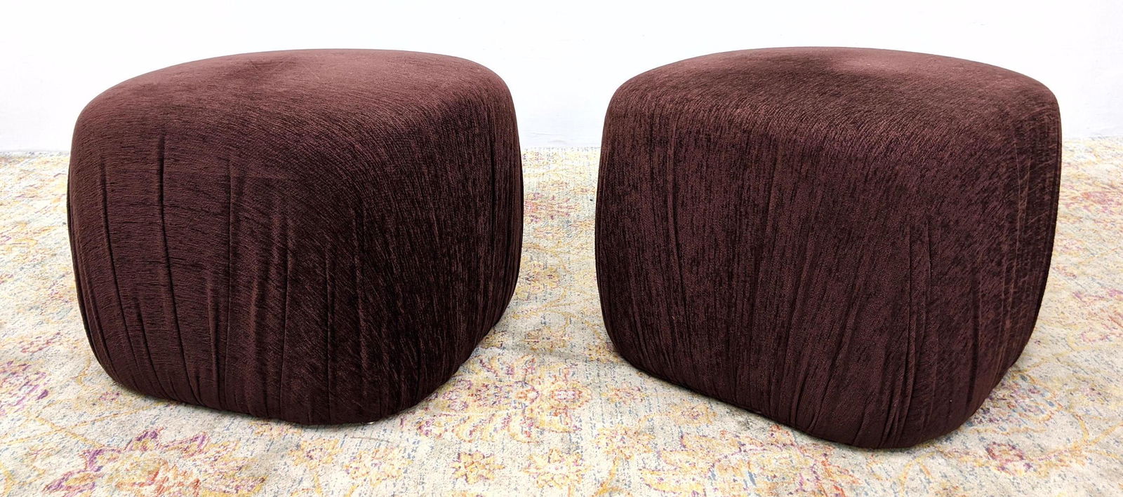 Pr PRECEDENT for SHERRILL Upholstered Pouf Stools. Otto (1 of 9)