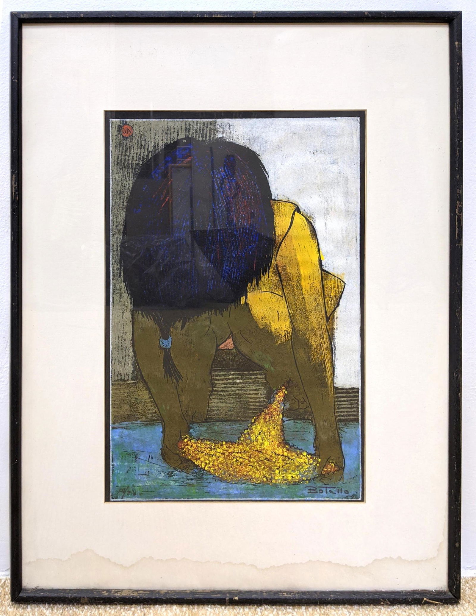 ANGEL BOTELLO LINOCUT - ARTIST PROOF. Young Child Playi (1 of 9)