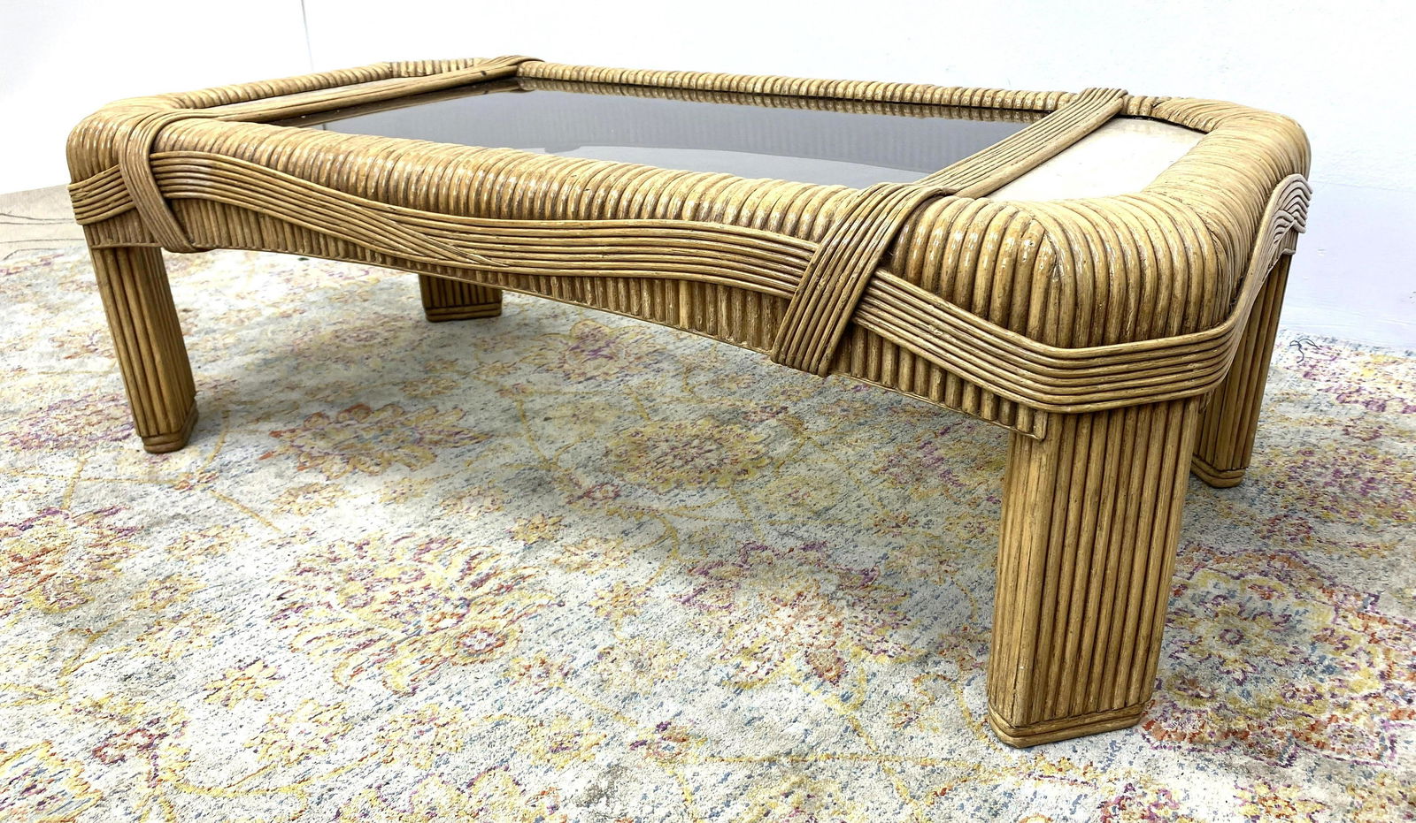 Decorator Rattan Coffee Cocktail Table.  Miami Modern. (1 of 7)