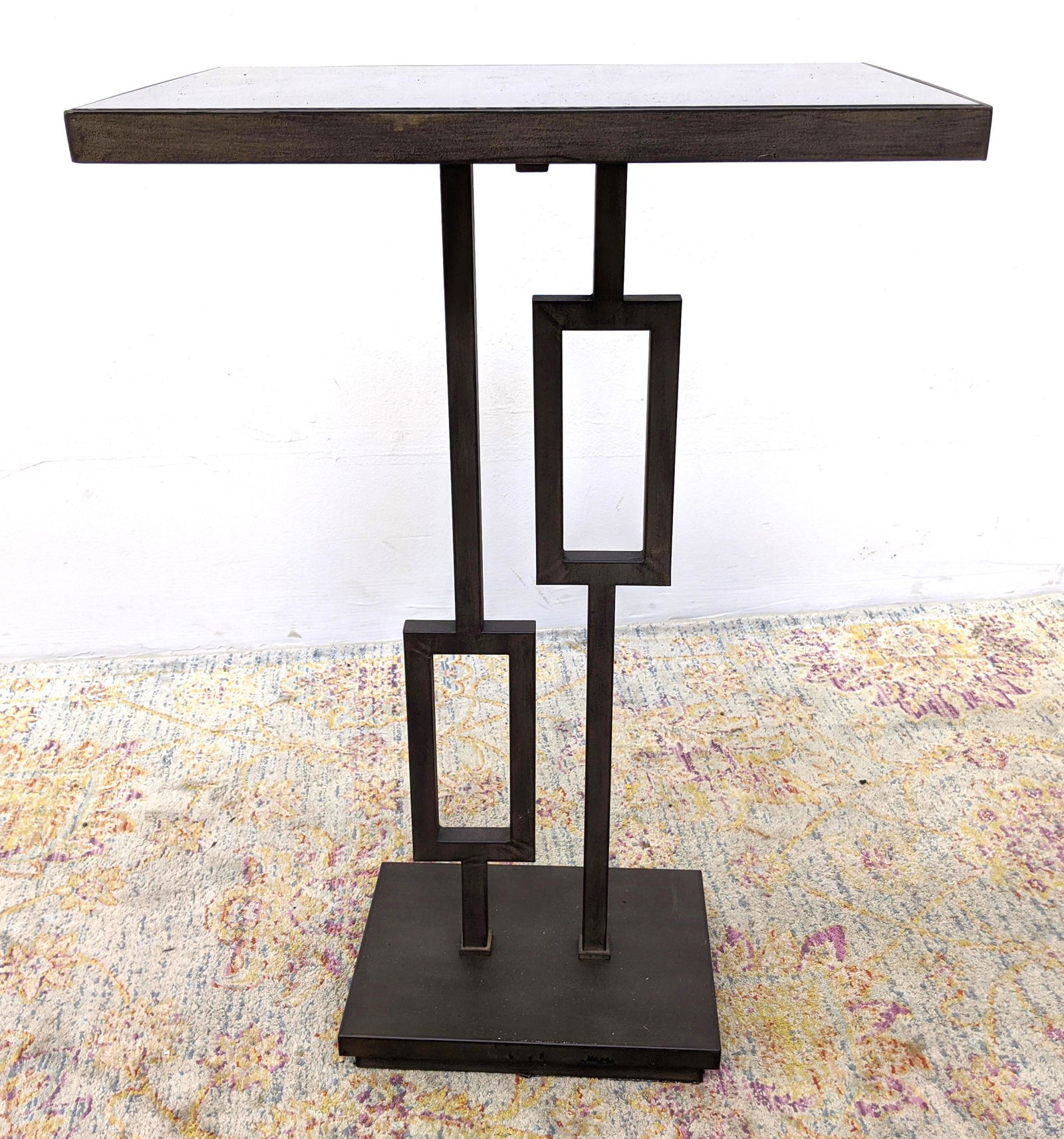 Uttermost Contemporary Side Table. Metal Base. Dark top (1 of 8)