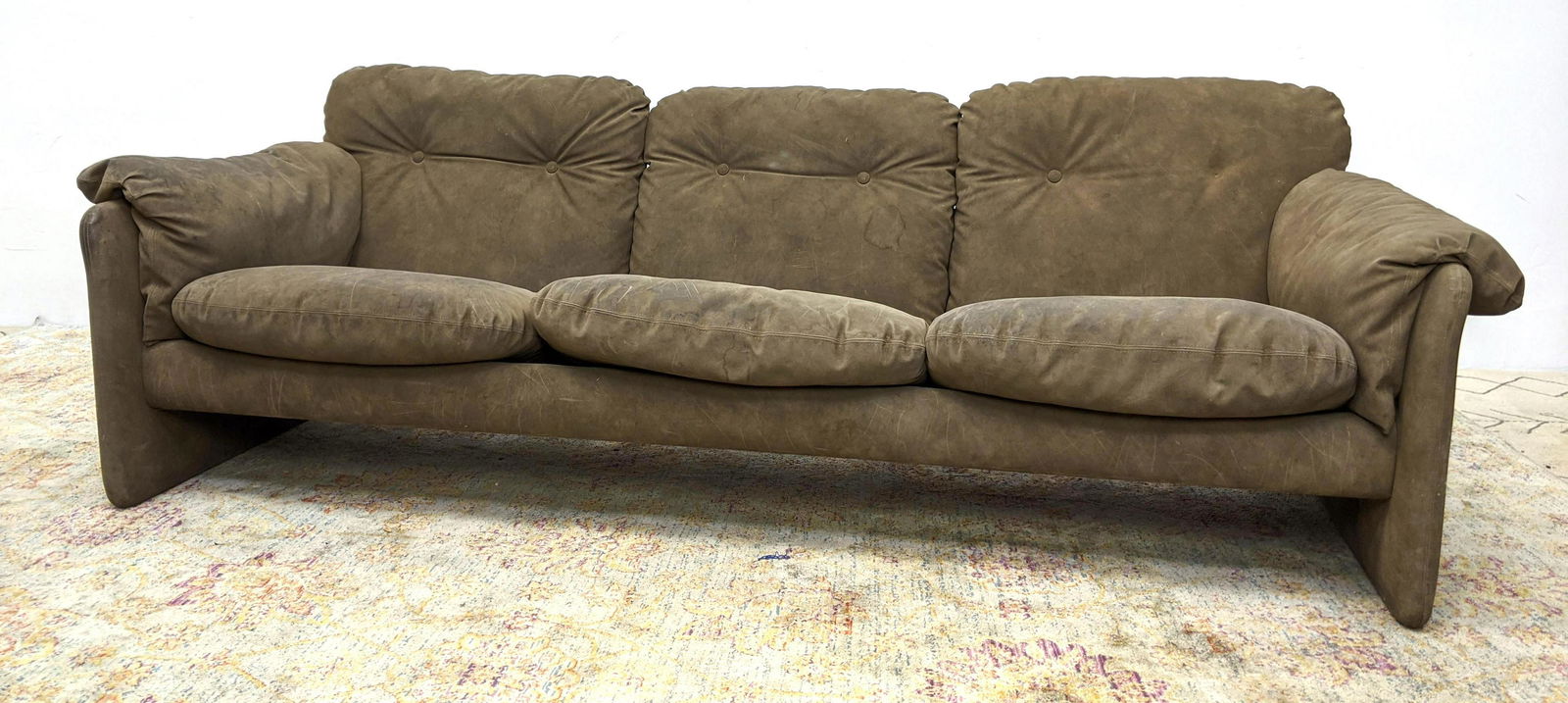 Mid Century Modern Suede Sofa Couch. Italian Modern. Un (1 of 12)