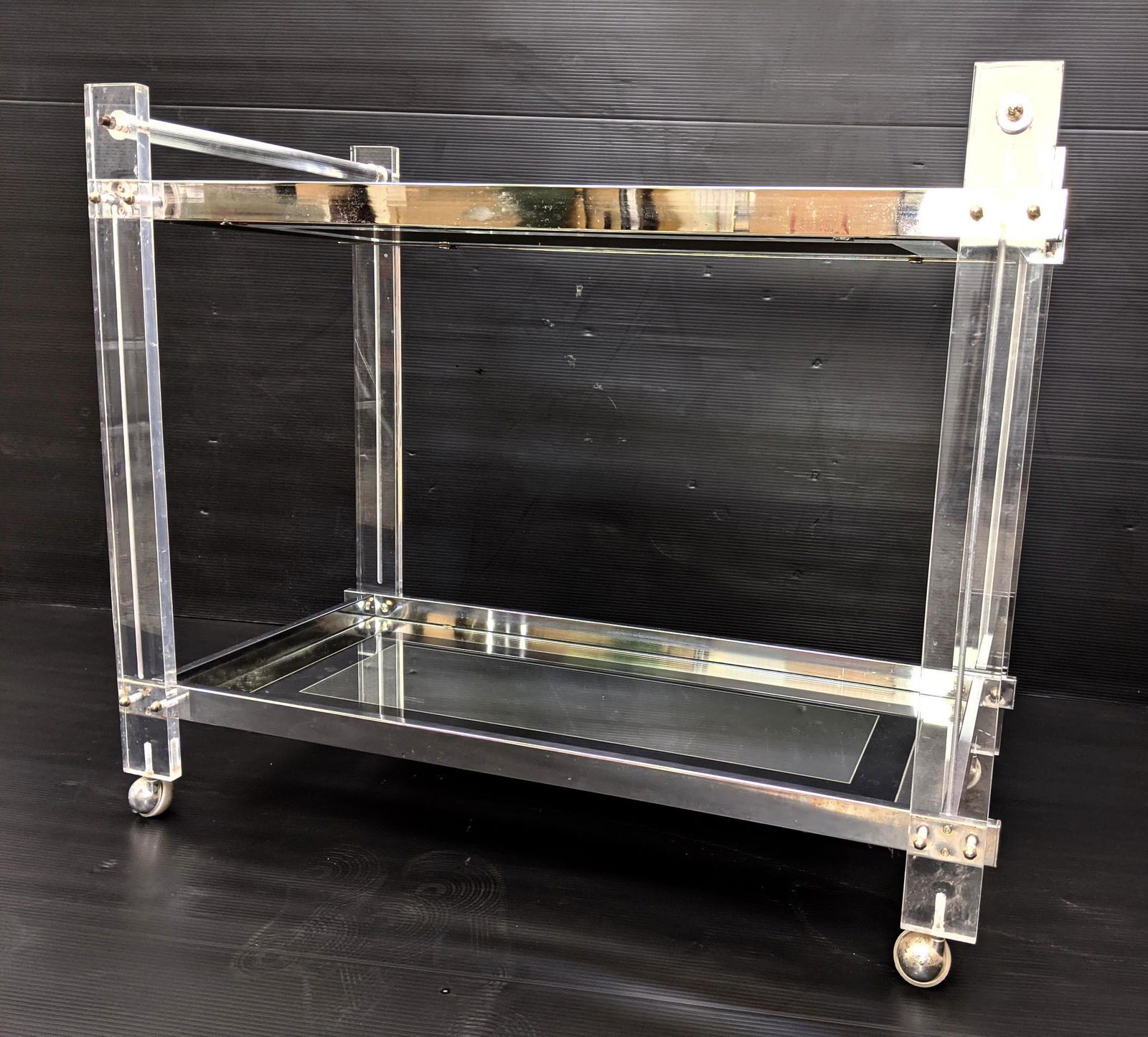 Modernist Lucite & Chrome Rolling Bar Tea Serving Cart (1 of 8)